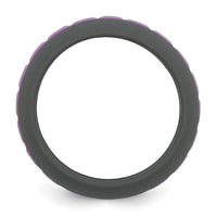 Silicone Grey with Purple Grooved Center 7.50mm Band