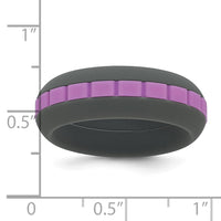 Silicone Grey with Purple Grooved Center 7.50mm Band