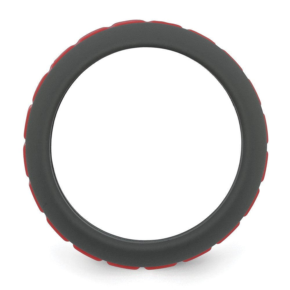 Silicone Grey with Red Grooved Center 7.50mm Band