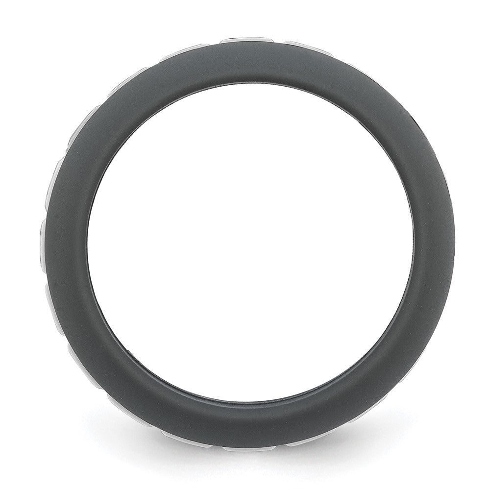 Silicone Grey with White Grooved Center 7.50mm Band