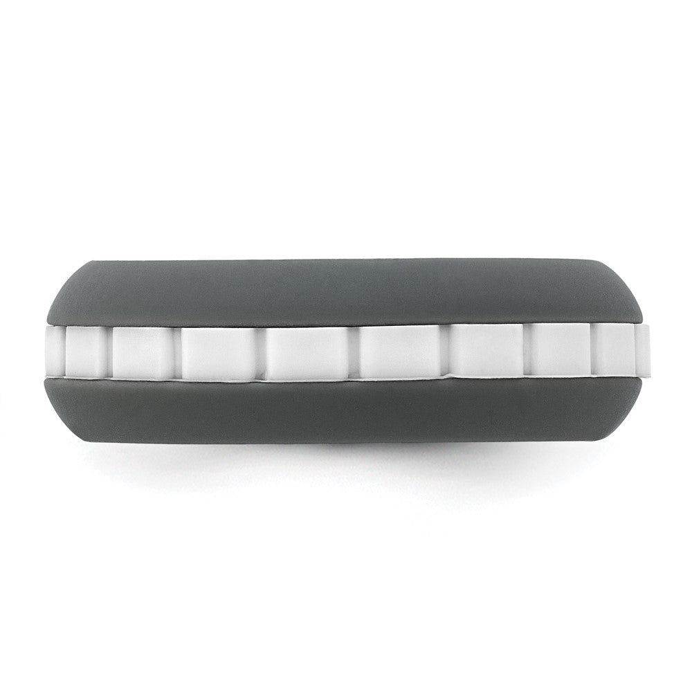 Silicone Grey with White Grooved Center 7.50mm Band