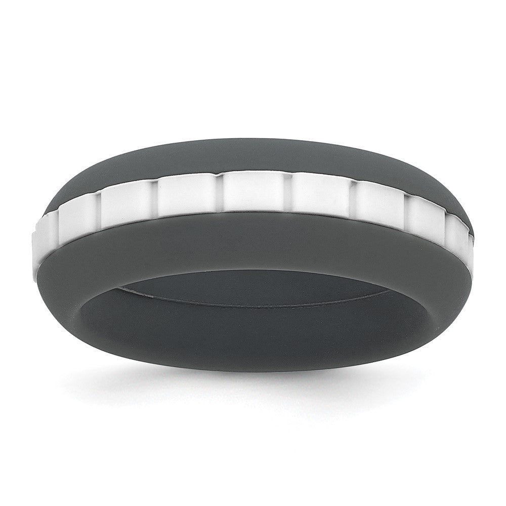 Silicone Grey with White Grooved Center 7.50mm Band