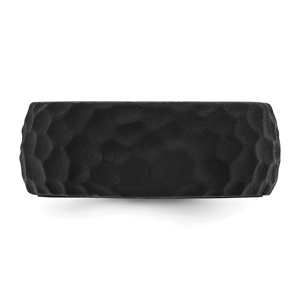 Silicone Black 8.50mm Hammered Band