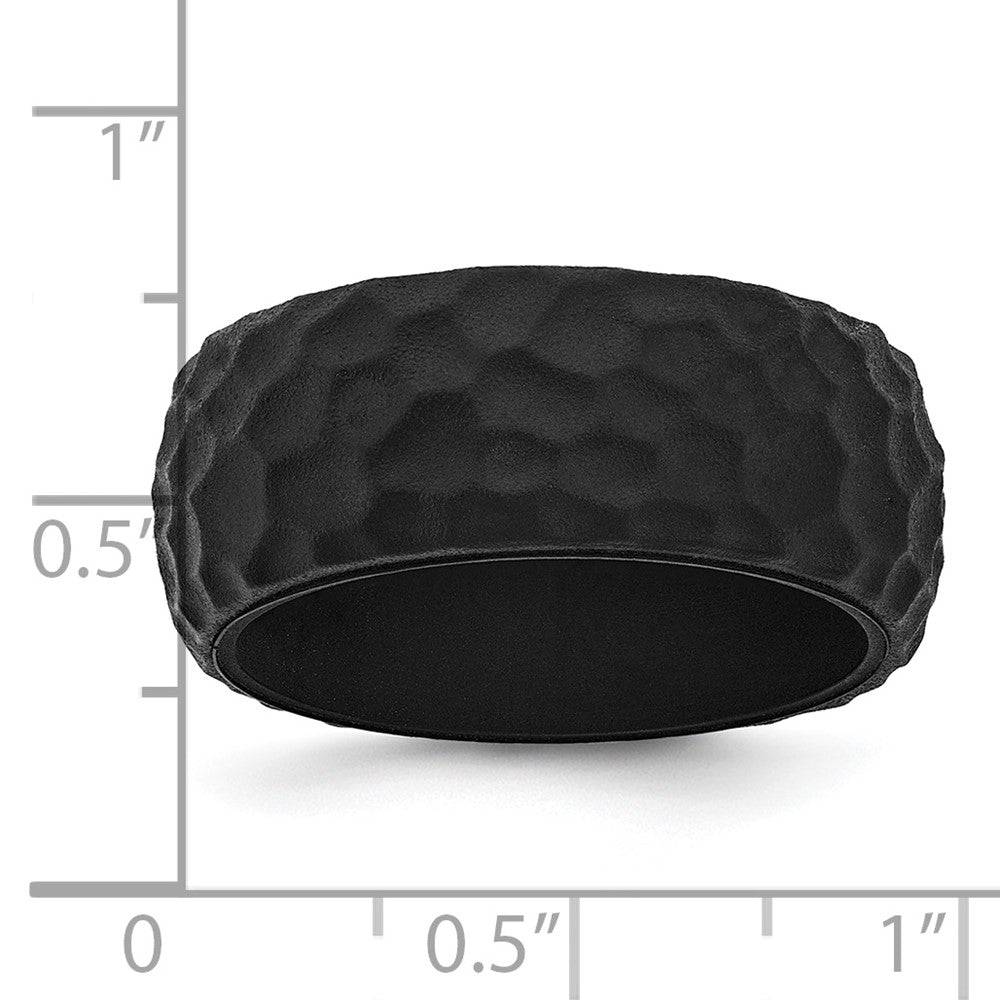 Silicone Black 8.50mm Hammered Band