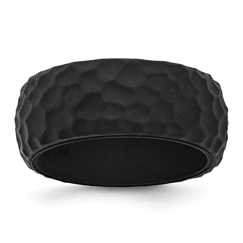 Silicone Black 8.50mm Hammered Band
