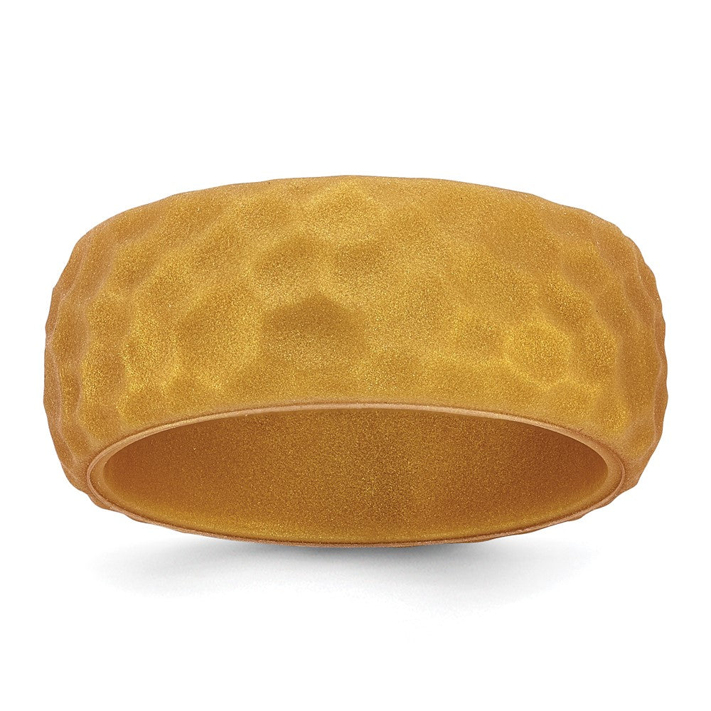 Silicone Metallic Gold 8.50mm Hammered Band