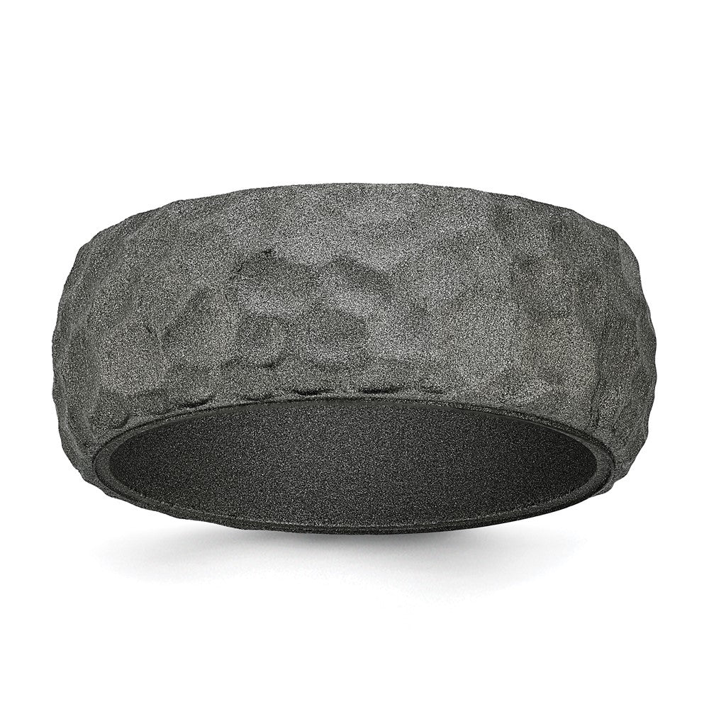 Silicone Metallic Silver 8.50mm Hammered Band