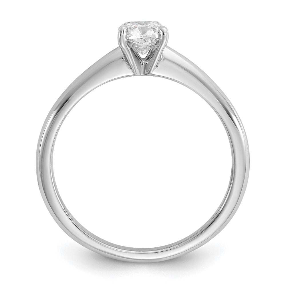 14kw 1/2ct Cert Lab Grown Diamond VS+ F+ Cushion Comp Solitaire Eng Ring