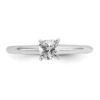 14kw 1/2ct Cert Lab Grown Diamond VS+ F+ Cushion Comp Solitaire Eng Ring