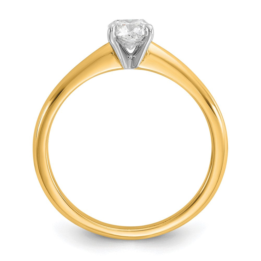 14ktt 1/2ct Cert Lab Grown Diamond VS+ F+ Cushion Comp Solitiare Eng Ring