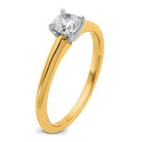 14ktt 1/2ct Cert Lab Grown Diamond VS+ F+ Cushion Comp Solitiare Eng Ring