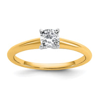 14ktt 1/2ct Cert Lab Grown Diamond VS+ F+ Cushion Comp Solitiare Eng Ring