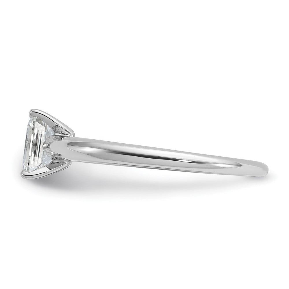 14kw 1/2ct Lab Grown Diamond VS+ F+ Emerald Solitaire Comp Eng Ring
