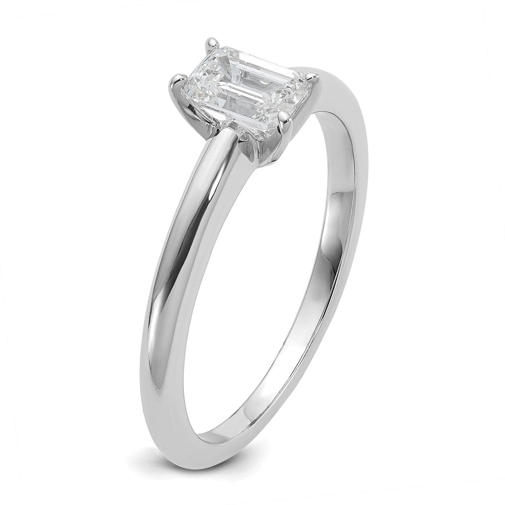 14kw 1/2ct Cert Lab Grown Diamond VS+ F+ Emerald Solitaire Comp Eng Ring