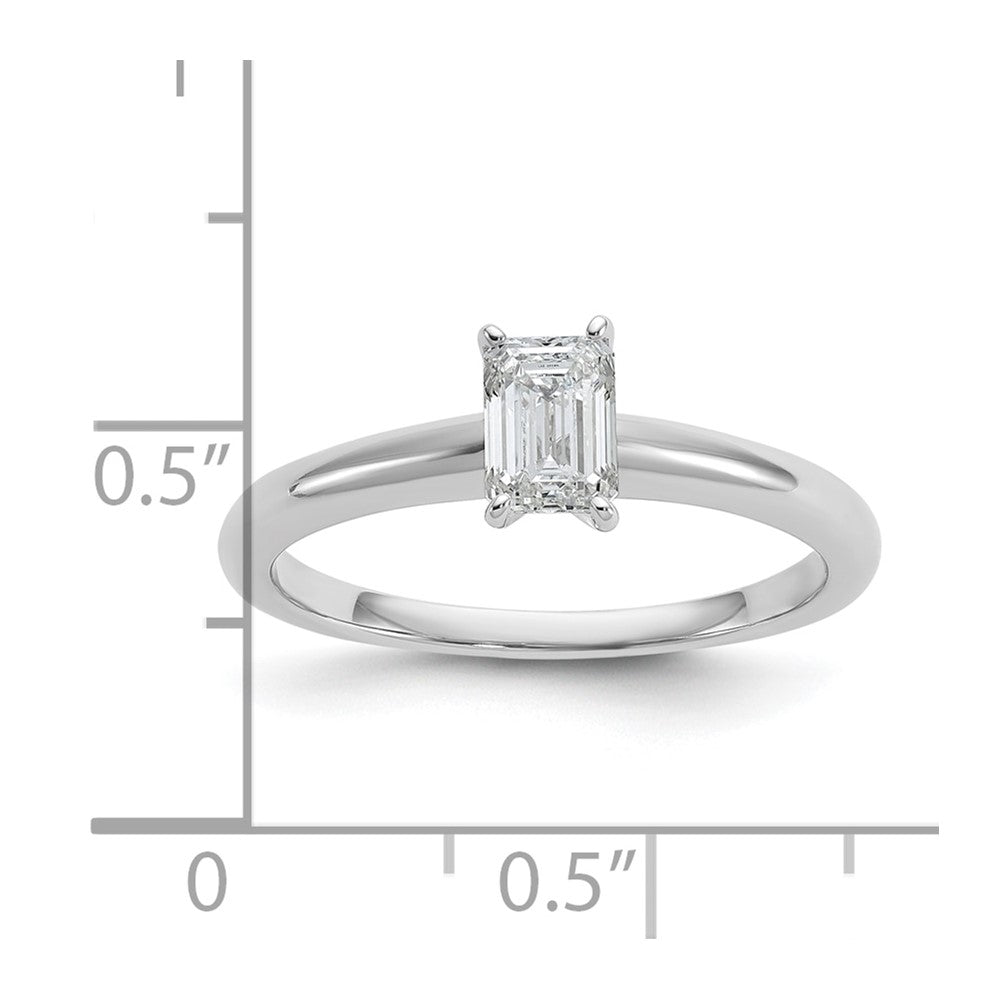 14kw 1/2ct Lab Grown Diamond VS/SI+ G+ Emerald Solitaire Comp Eng Ring