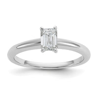 14kw 1/2ct Cert Lab Grown Diamond VS+ F+ Emerald Solitaire Comp Eng Ring