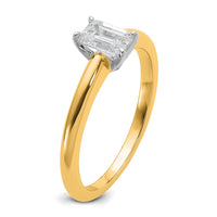 14ktt 1/2ct Lab Grown Diamond VS+ F+ Emerald Solitaire Comp Eng Ring