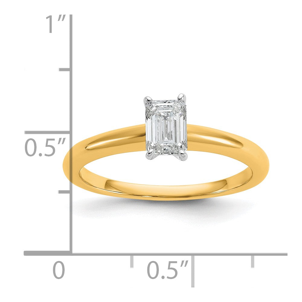 14ktt 1/2ct Lab Grown Diamond VS+ F+ Emerald Solitaire Comp Eng Ring