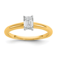 14ktt 1/2ct Lab Grown Diamond VS+ F+ Emerald Solitaire Comp Eng Ring