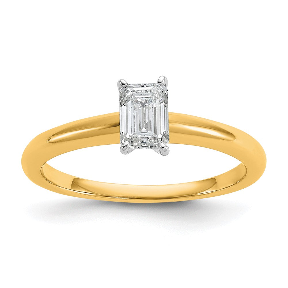 14ktt 1/2ct Lab Grown Diamond VS/SI+ G+ Emerald Solitaire Comp Eng Ring