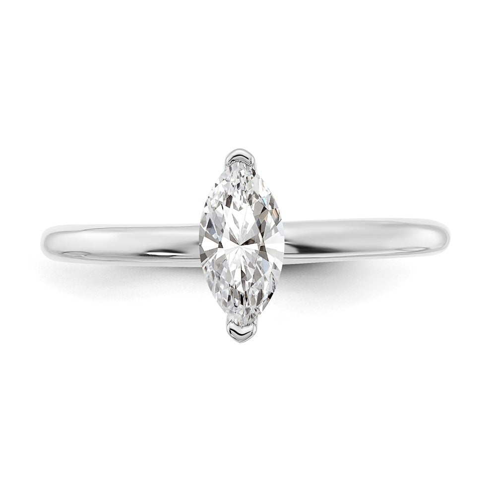 14kw 1/2ct Lab Grown Diamond VS+ F+ Marquise Solitaire Comp Eng Ring
