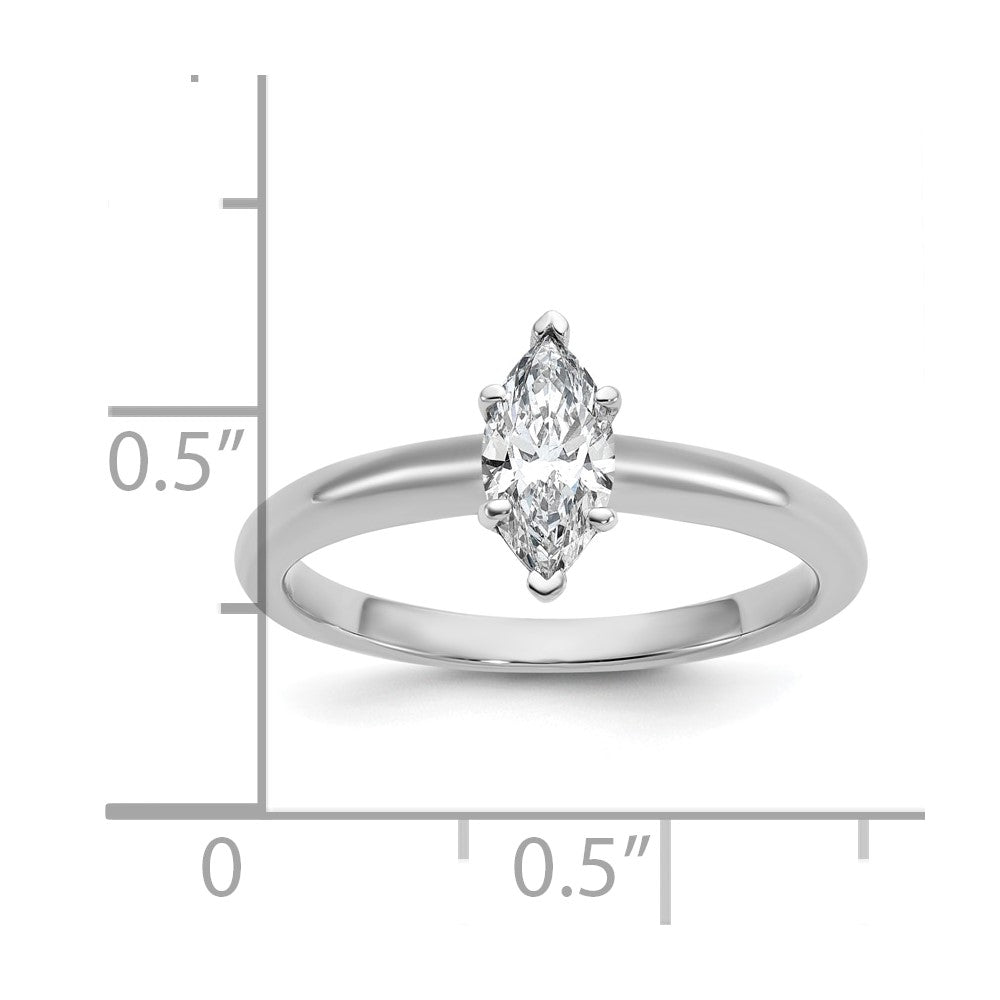 14kw 1/2ct Cert Lab Grown Dia VS/SI+ G+ Marquise Solitaire Comp Eng Ring