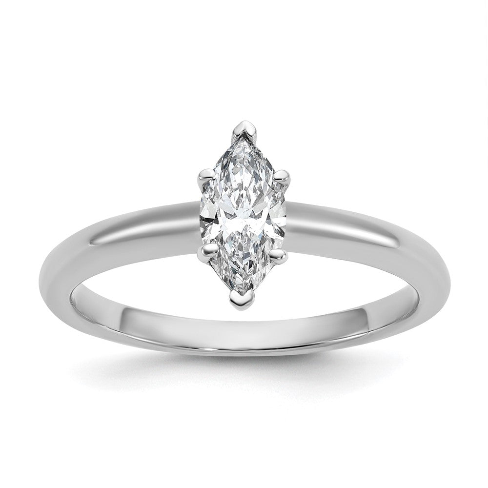 14kw 1/2ct Lab Grown Diamond VS+ F+ Marquise Solitaire Comp Eng Ring