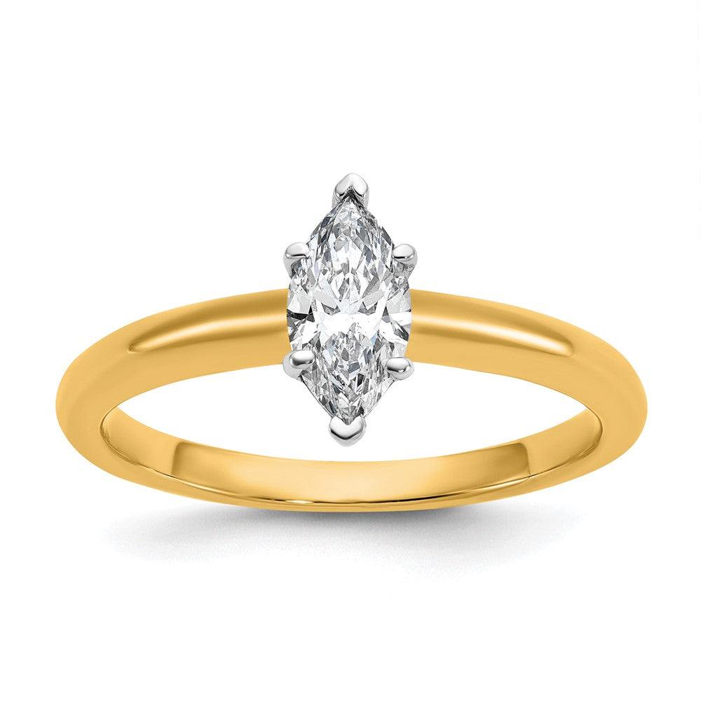 14ktt 1/2ct Cert Lab Grown Dia VS/SI+ G+ Marquise Solitaire Comp Eng Ring