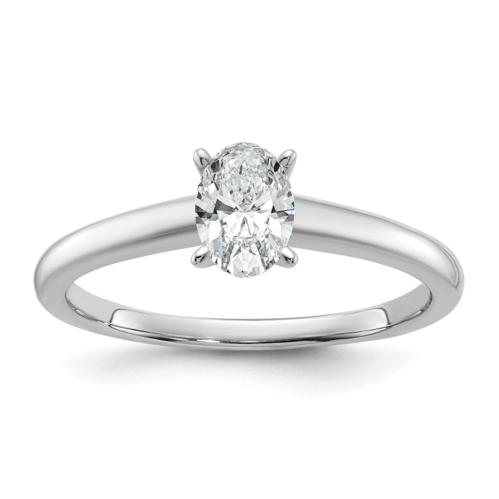 14kw 1/2ct Lab Grown Diamond VS+ F+ Oval Comp Solitaire Eng Ring
