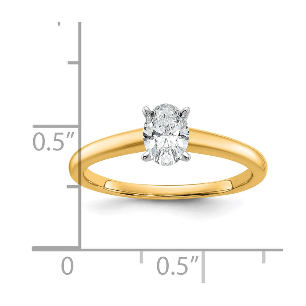 14ktt 1/2ct Cert Lab Grown Diamond VS+ F+ Oval Comp Solitaire Eng Ring