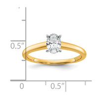 14ktt 1/2ct Cert Lab Grown Diamond VS+ F+ Oval Comp Solitaire Eng Ring
