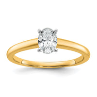 14ktt 1/2ct Cert Lab Grown Diamond VS+ F+ Oval Comp Solitaire Eng Ring