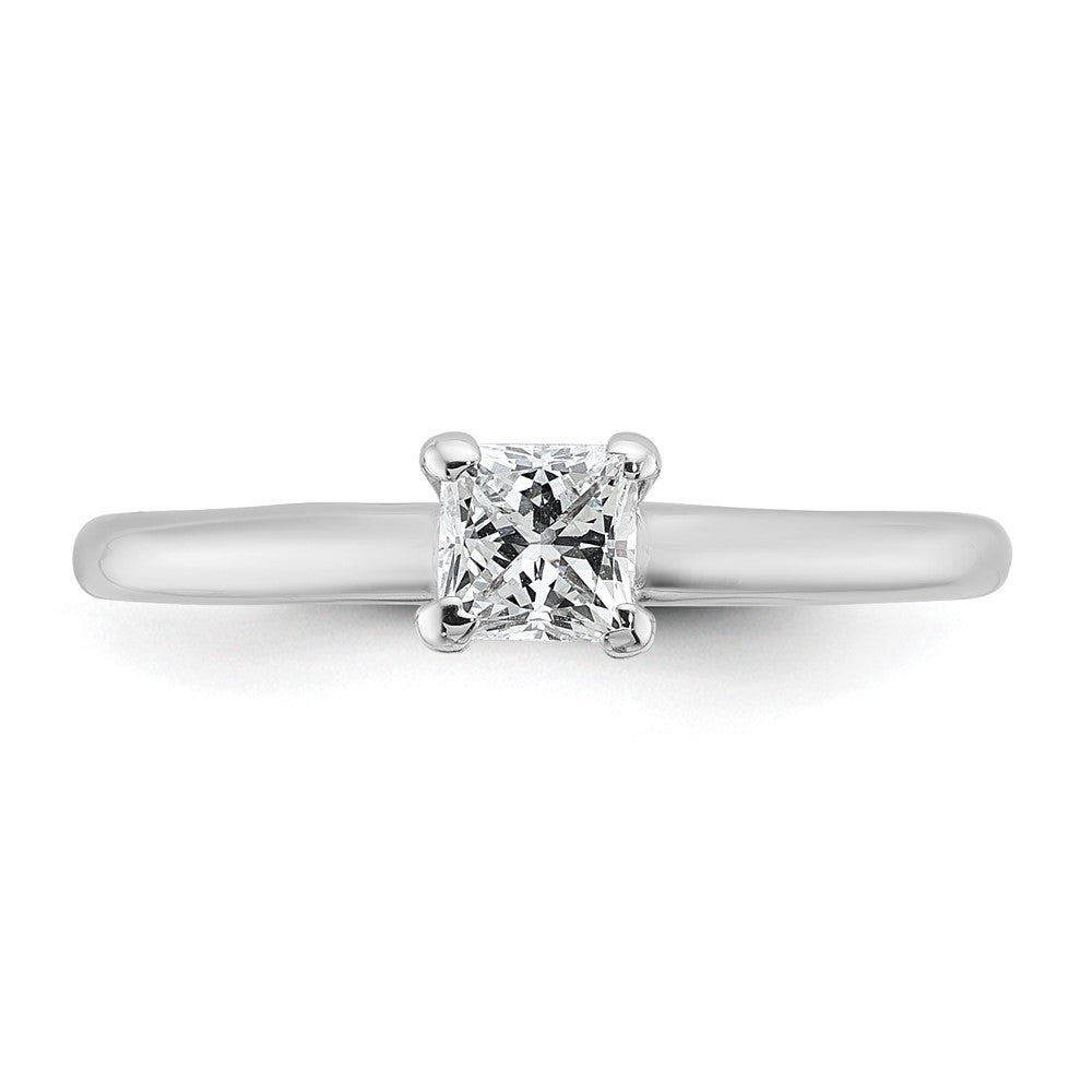 14kw 1/3ct Lab Grown Diamond VS+ F+ Princess Comp Solitiare Eng Ring
