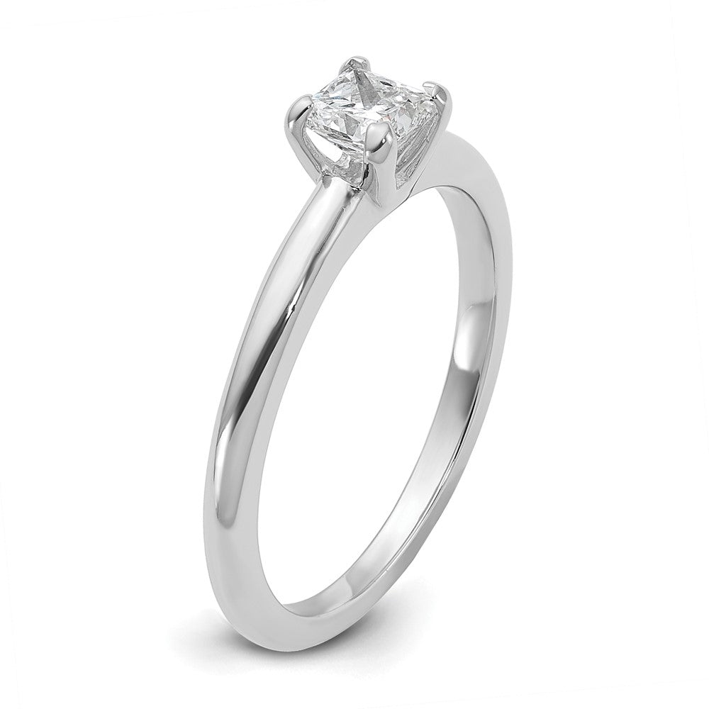 14kw 1/2ct Cert Lab Grown Diamond VS+ F+ Princess Comp Solitaire Eng Ring
