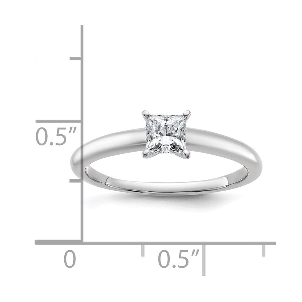 14kw 1/2ct Cert Lab Grown Diamond VS+ F+ Princess Comp Solitaire Eng Ring