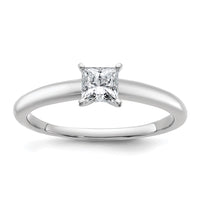 14kw 1/2ct Cert Lab Grown Dia VS/SI+ G+ Princess Comp Solitaire Eng Ring
