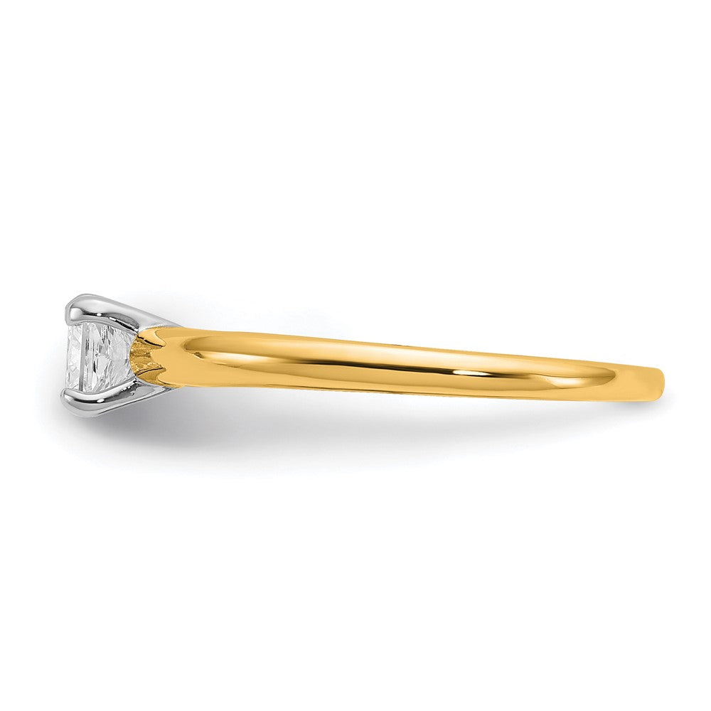 14ktt 1/2ct Cert Lab Grown Dia VS/SI+ G+ Princess Comp Solitaire Eng Ring
