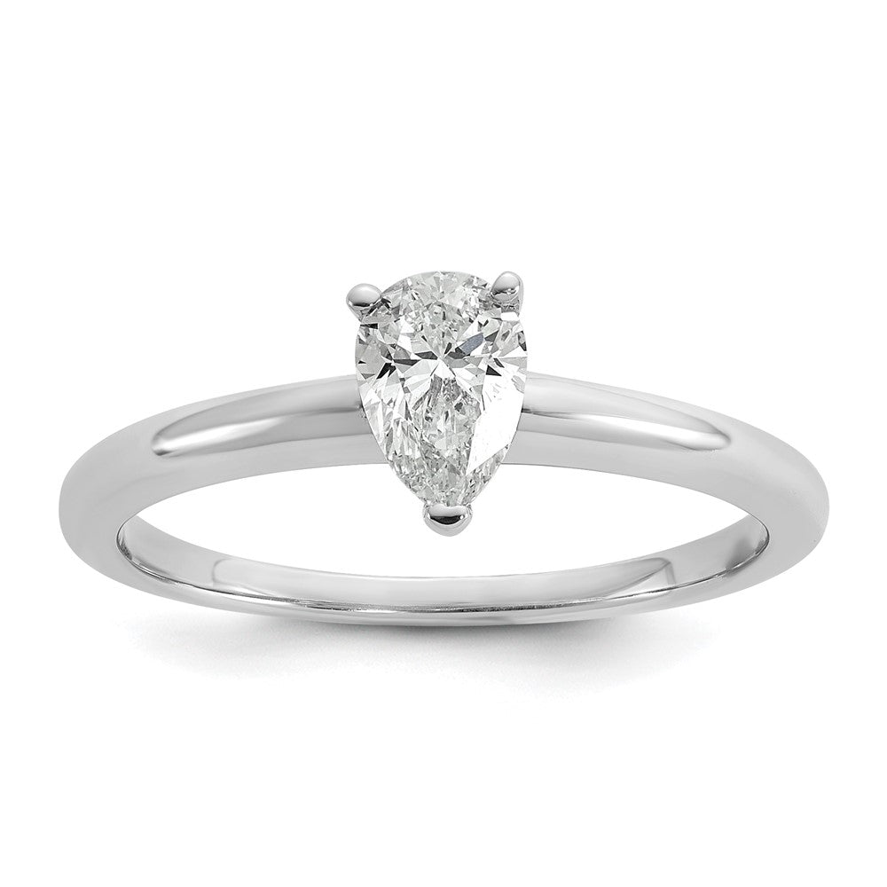 14kw 1/2ct Cert Lab Grown Diamond VS/SI+ G+ Pear Solitaire Comp Eng Ring
