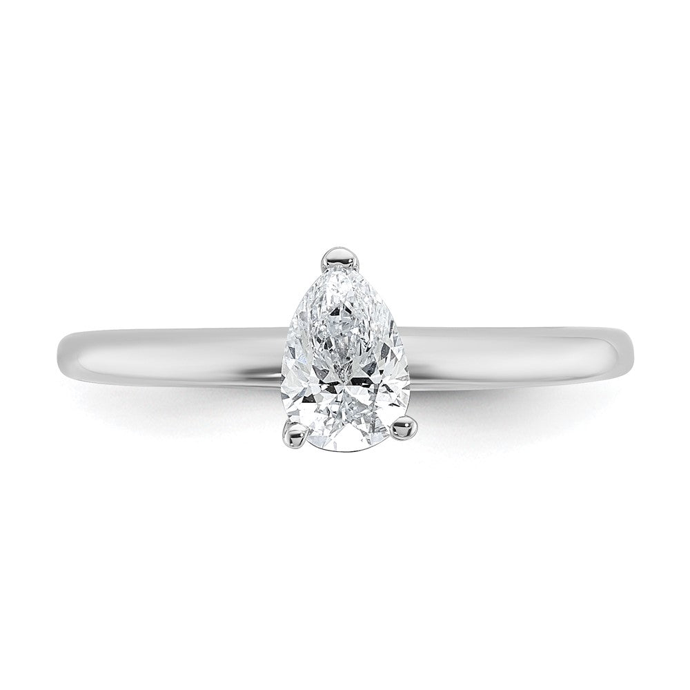 14kw 1/2ct Cert Lab Grown Diamond VS/SI+ G+ Pear Solitaire Comp Eng Ring
