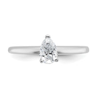 14kw 1/2ct Cert Lab Grown Diamond VS/SI+ G+ Pear Solitaire Comp Eng Ring