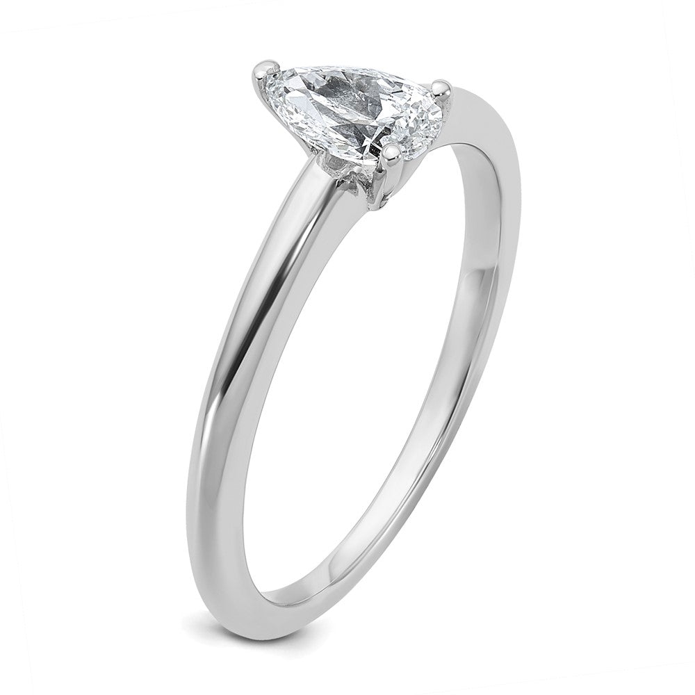 14kw 1/2ct Cert Lab Grown Diamond VS/SI+ G+ Pear Solitaire Comp Eng Ring