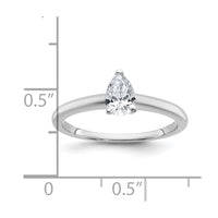 14kw 1/2ct Cert Lab Grown Diamond VS/SI+ G+ Pear Solitaire Comp Eng Ring