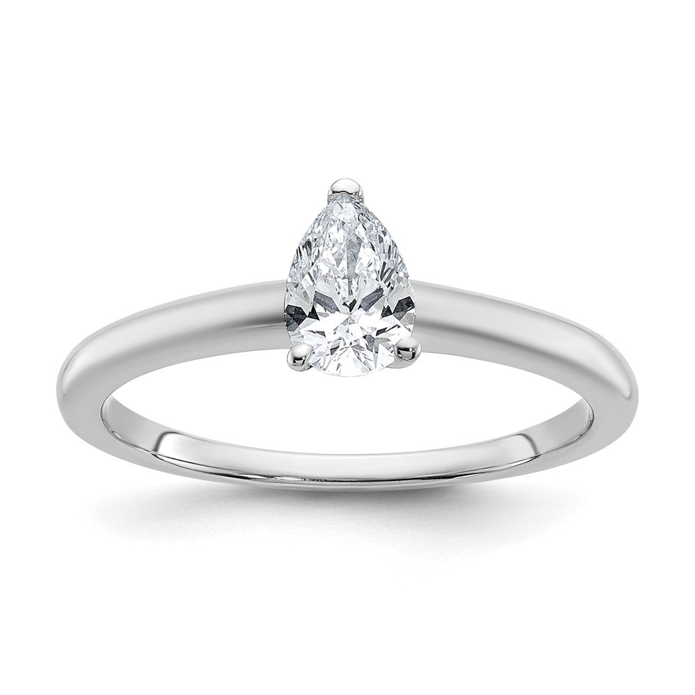 14kw 1/2ct Cert Lab Grown Diamond VS/SI+ G+ Pear Solitaire Comp Eng Ring
