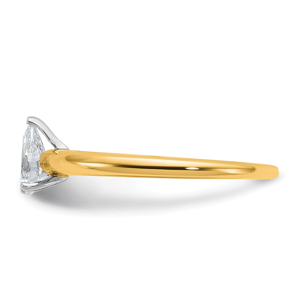 14ktt 1/2ct Cert Lab Grown Diamond VS/SI+ G+ Pear Solitaire Comp Eng Ring