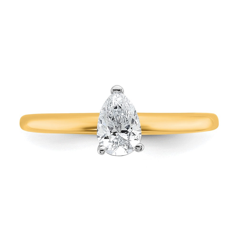 14ktt 1/2ct Lab Grown Diamond VS/SI+ G+ Pear Solitaire Comp Eng Ring