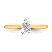 14ktt 1/2ct Cert Lab Grown Diamond VS/SI+ G+ Pear Solitaire Comp Eng Ring