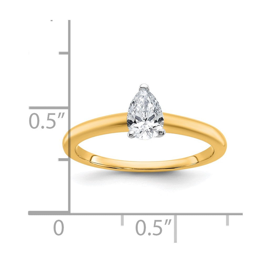 14ktt 1/2ct Lab Grown Diamond VS/SI+ G+ Pear Solitaire Comp Eng Ring