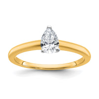 14ktt 1/2ct Cert Lab Grown Diamond VS/SI+ G+ Pear Solitaire Comp Eng Ring