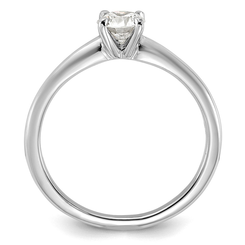 14kw 1/2ct Cert Lab Grown Diamond VS/SI+ G+ Round Comp Solitaire Eng Ring