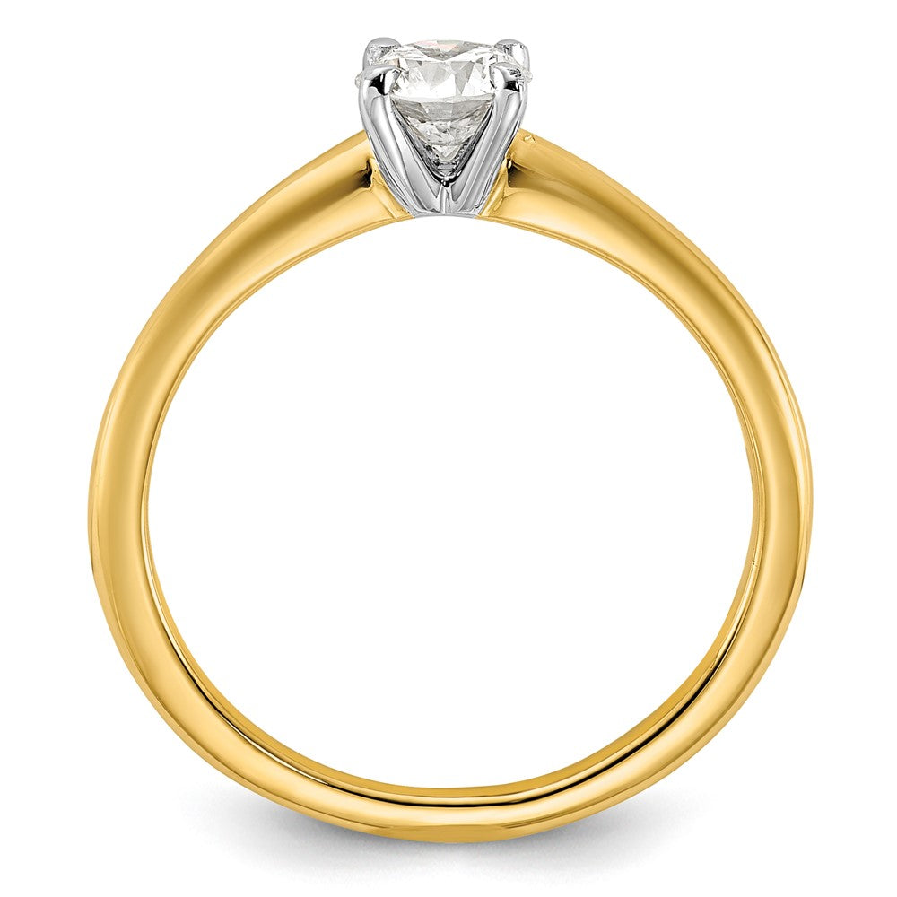 14ktt 1/2ct Cert Lab Grown Diamond VS+ F+ Round Comp Solitaire Eng Ring